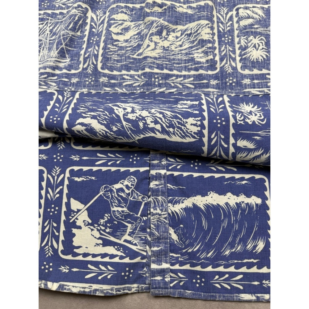 VTG Reyn Spooner Men L Blue White Ski Surf Beach Hawaiian Aloha Button Shirt USA - Picture 14 of 16
